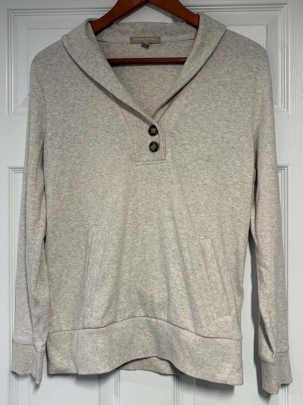 Banana Republic Shawl Collar Pullover Hoodie Size S Oatmeal